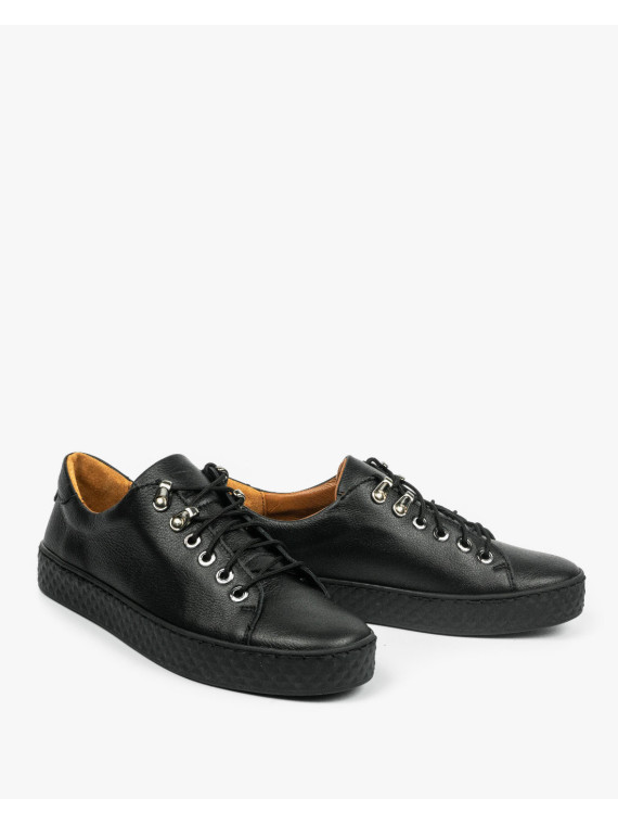 Czarne trampki damskie skórzane