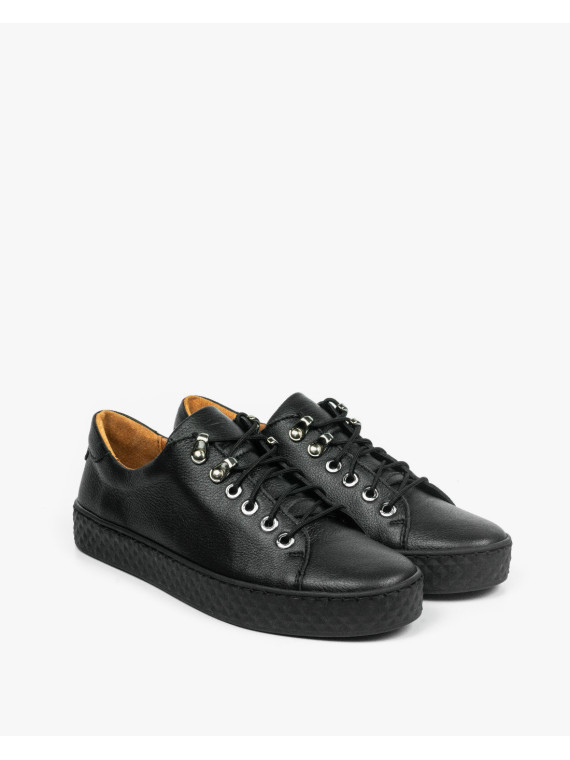 Czarne trampki damskie skórzane