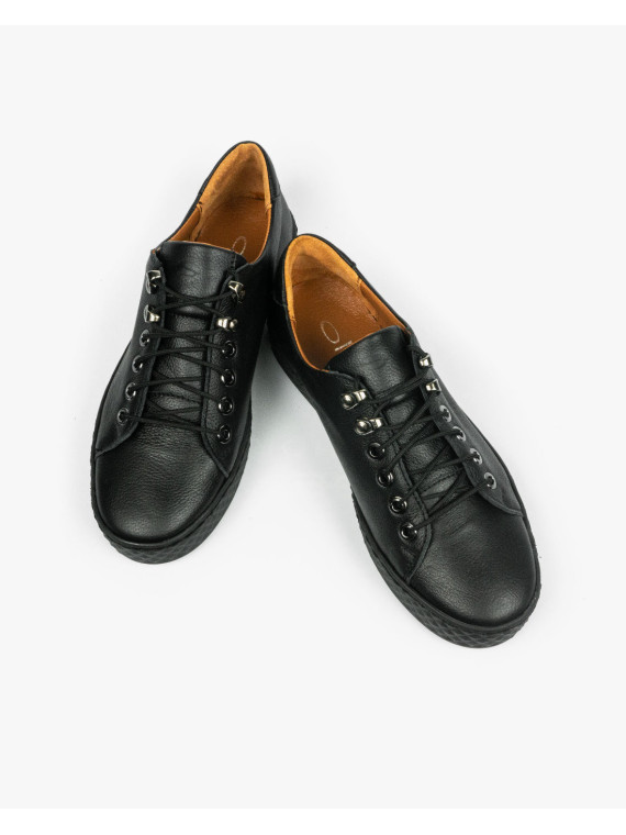 Czarne trampki damskie skórzane