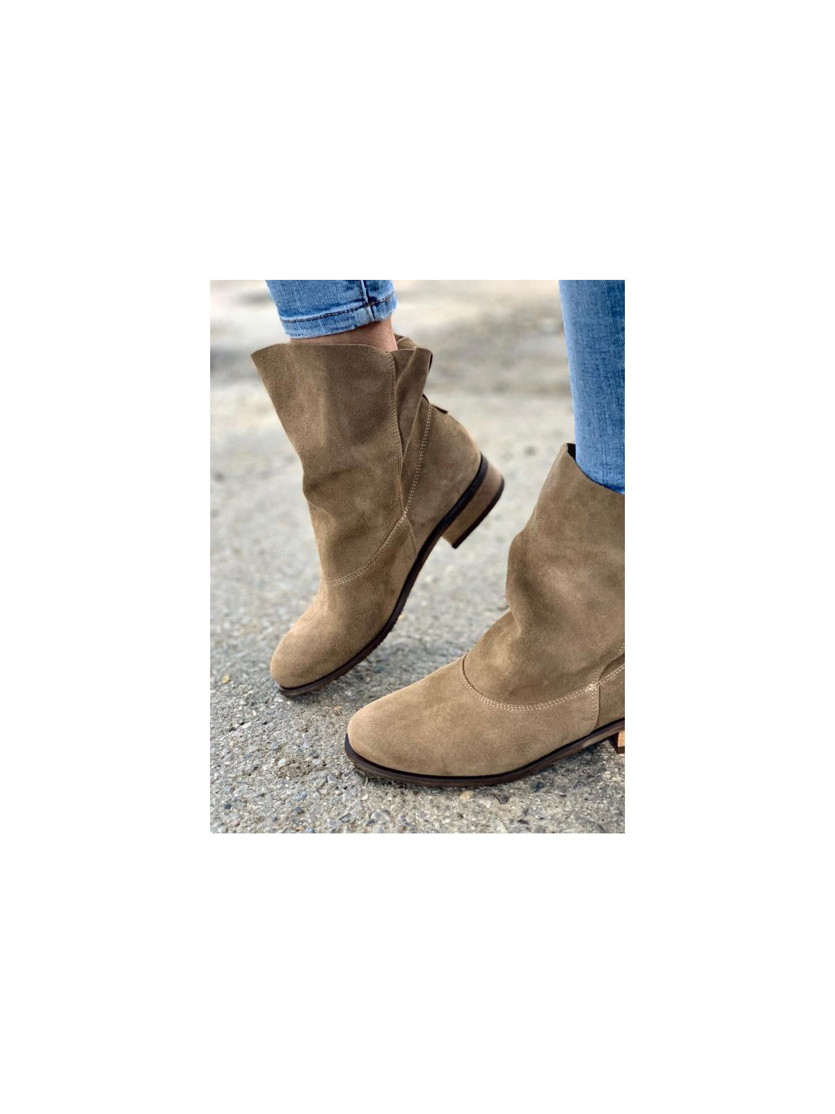 Brązowe botki damskie skórzane