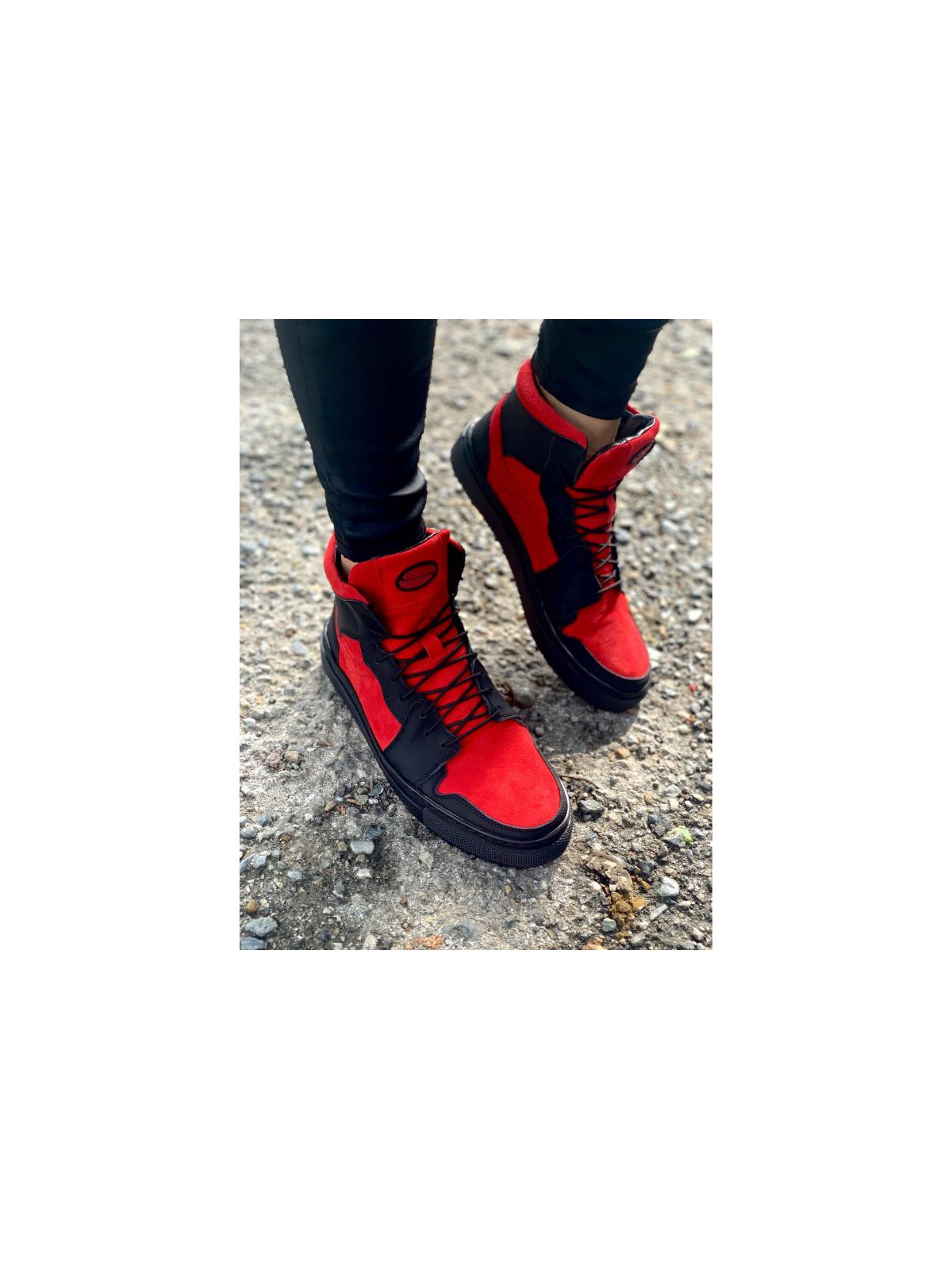 Czerwone trampki damskie skórzane