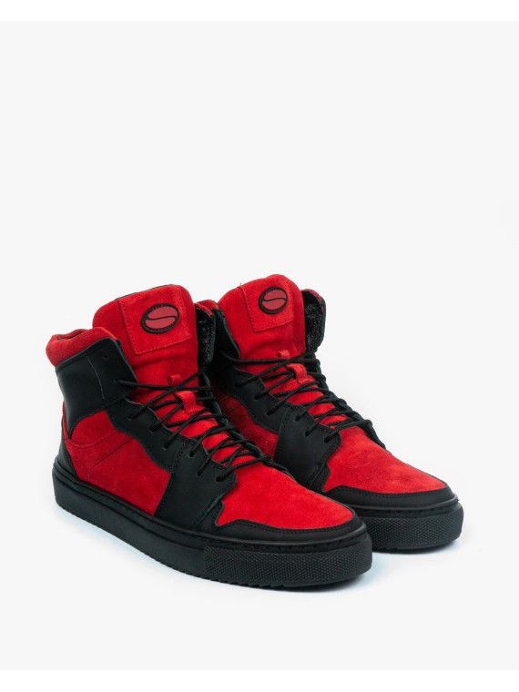 Czerwone trampki damskie skórzane