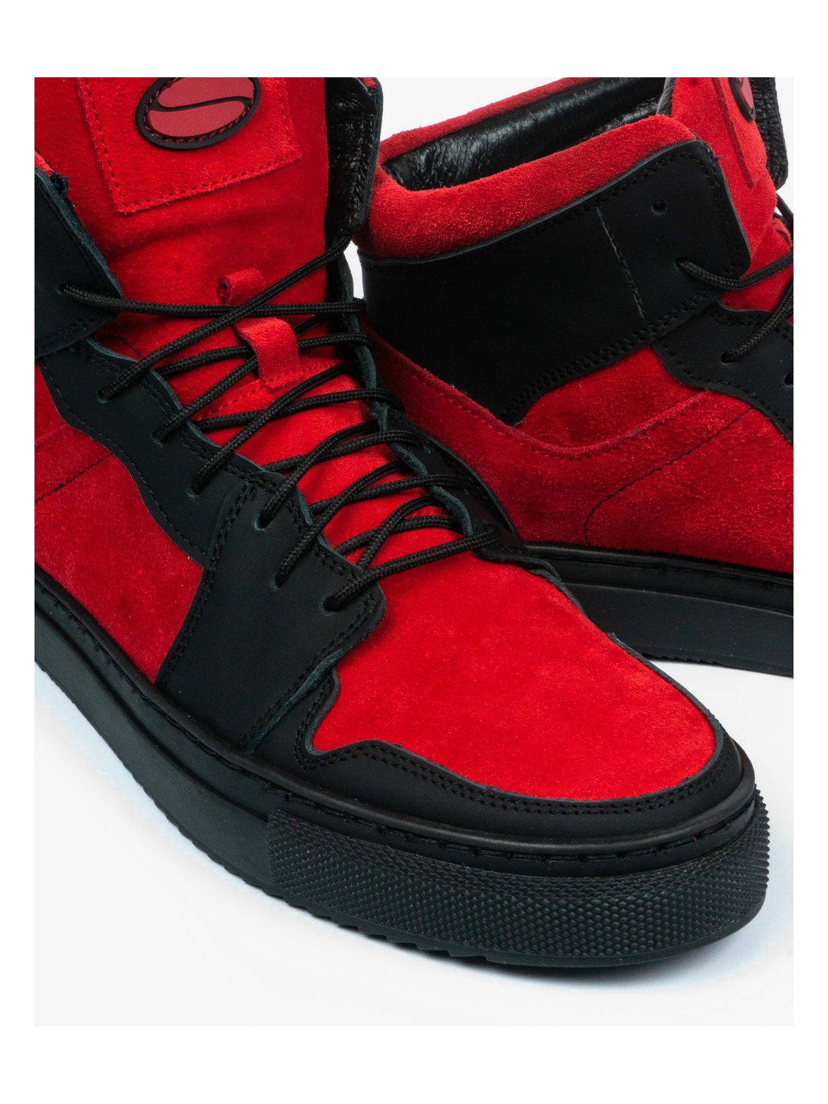 Czerwone trampki damskie skórzane