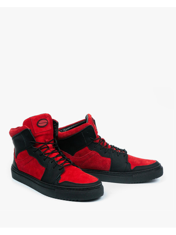 Czerwone trampki damskie skórzane