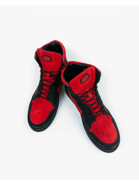 Czerwone trampki damskie skórzane