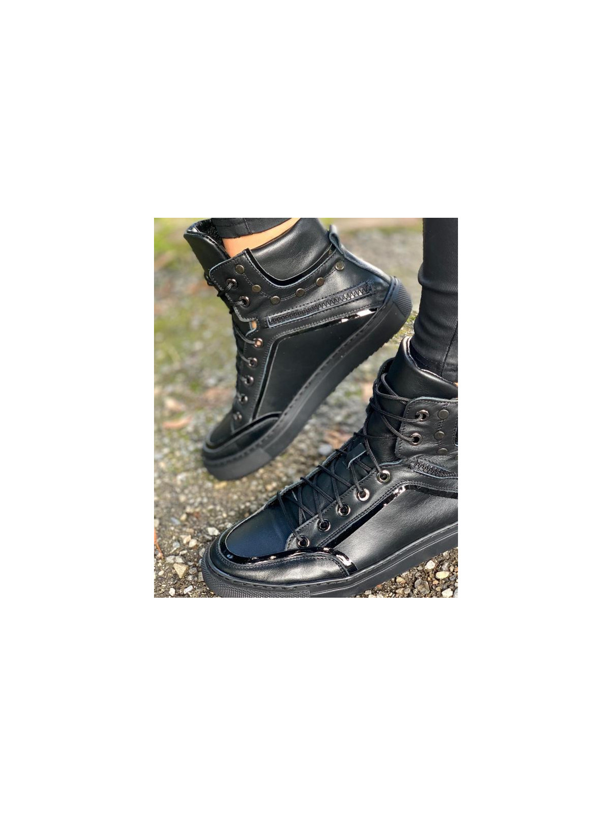 Czarne trampki damskie skórzane