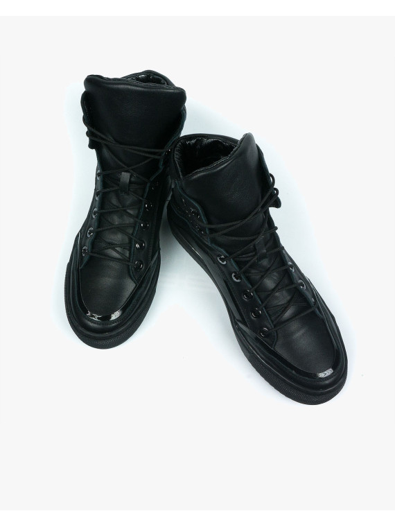 Czarne trampki damskie skórzane