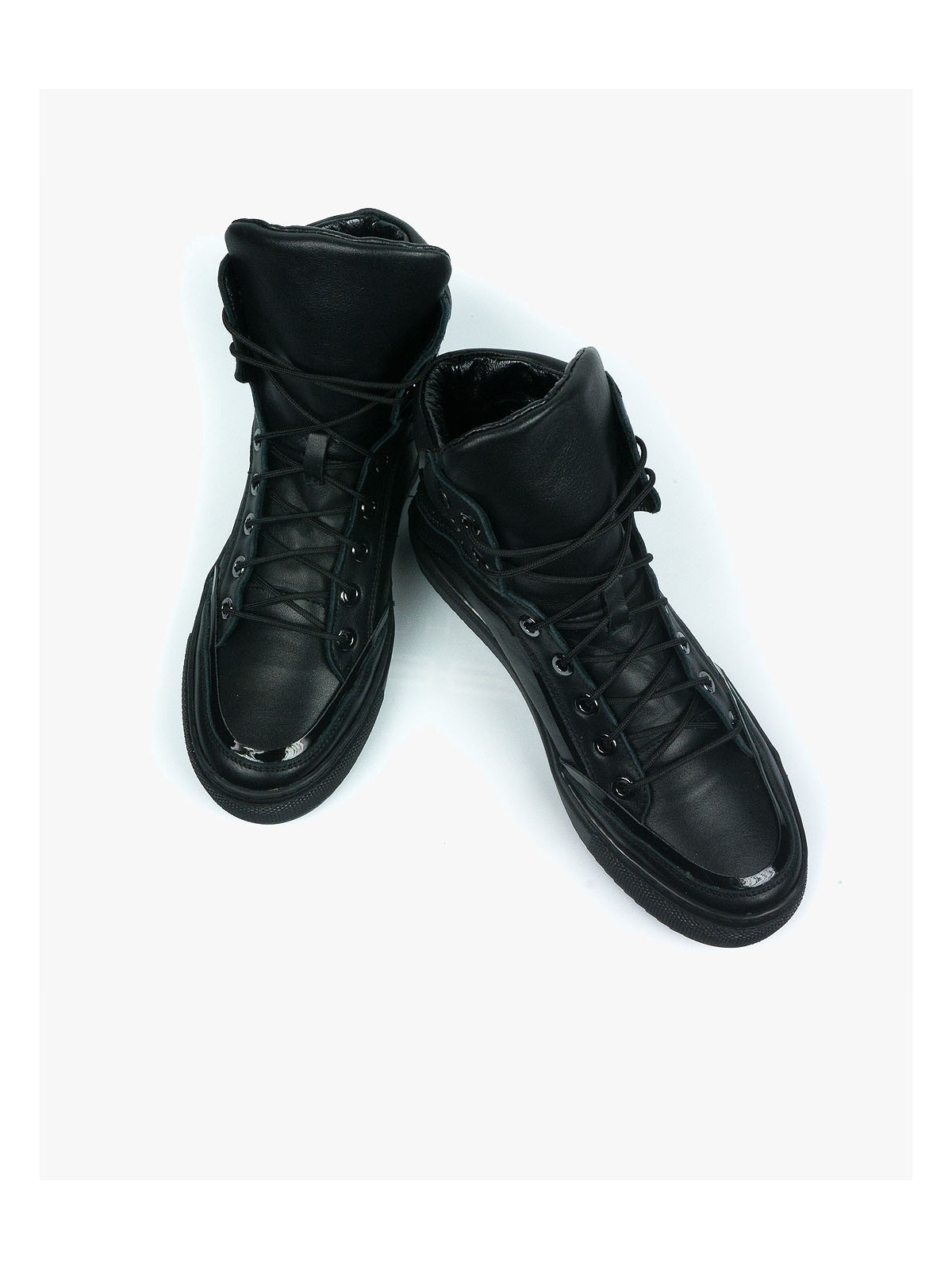 Czarne trampki damskie skórzane