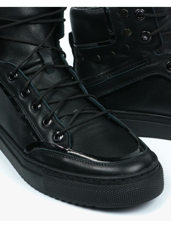 Czarne trampki damskie skórzane