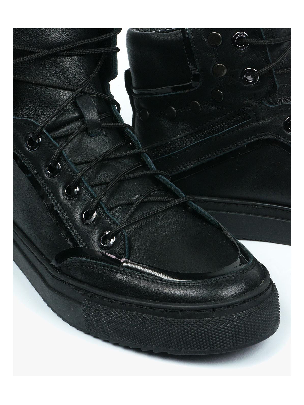 Czarne trampki damskie skórzane