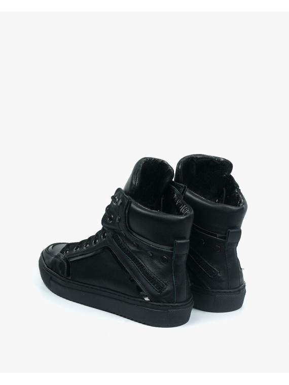 Czarne trampki damskie skórzane