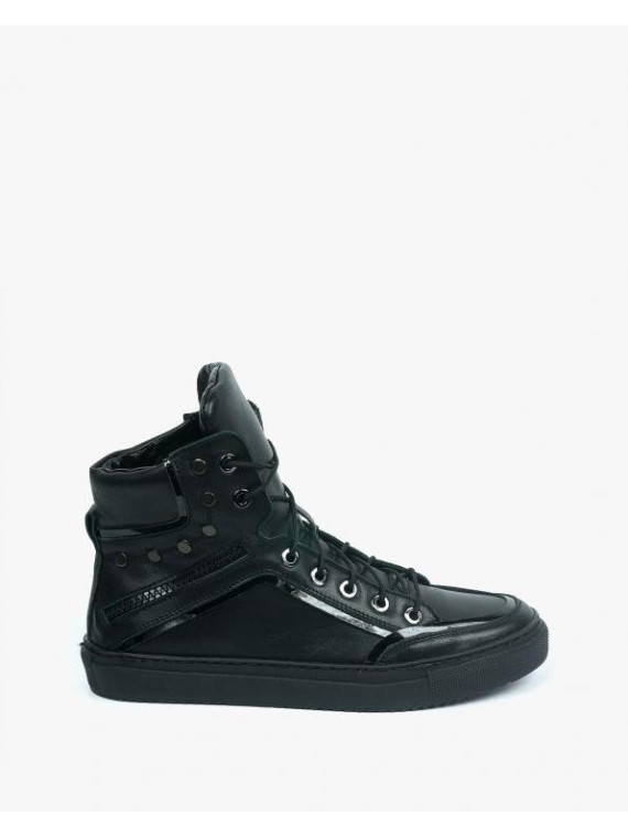 Czarne trampki damskie skórzane