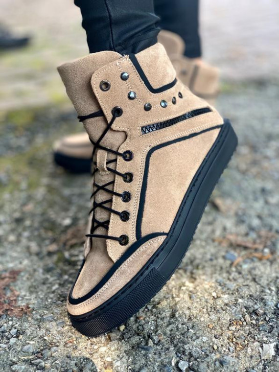 Beżowe trampki damskie skórzane