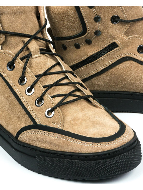 Beżowe trampki damskie skórzane