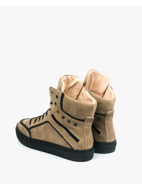 Beżowe trampki damskie skórzane