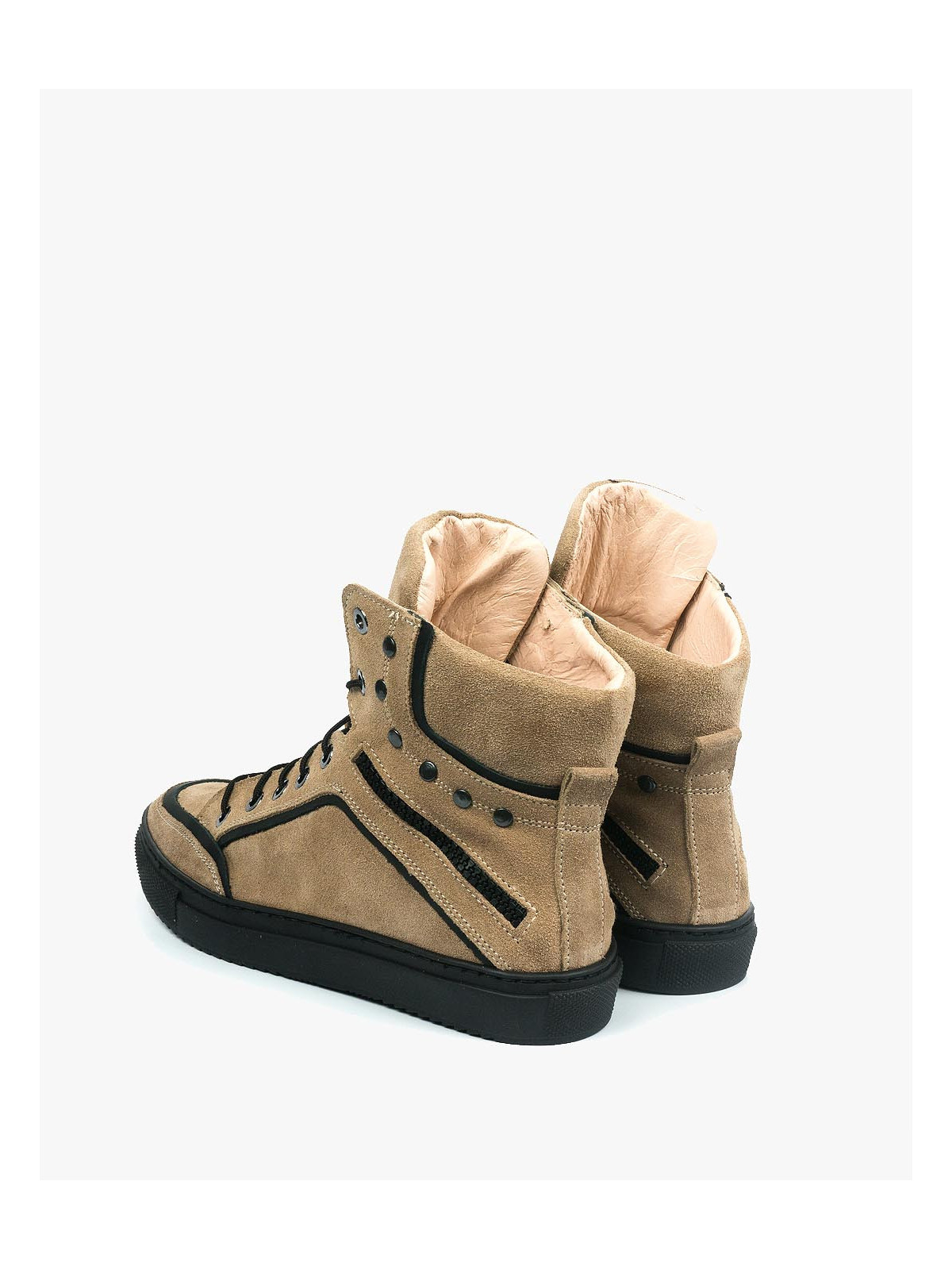 Beżowe trampki damskie skórzane