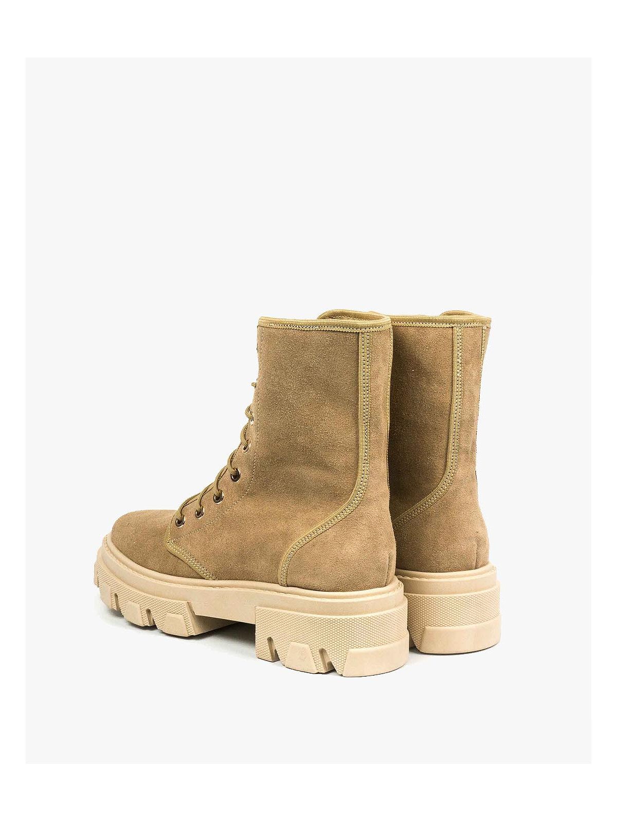 Beżowe trapery damskie skórzane