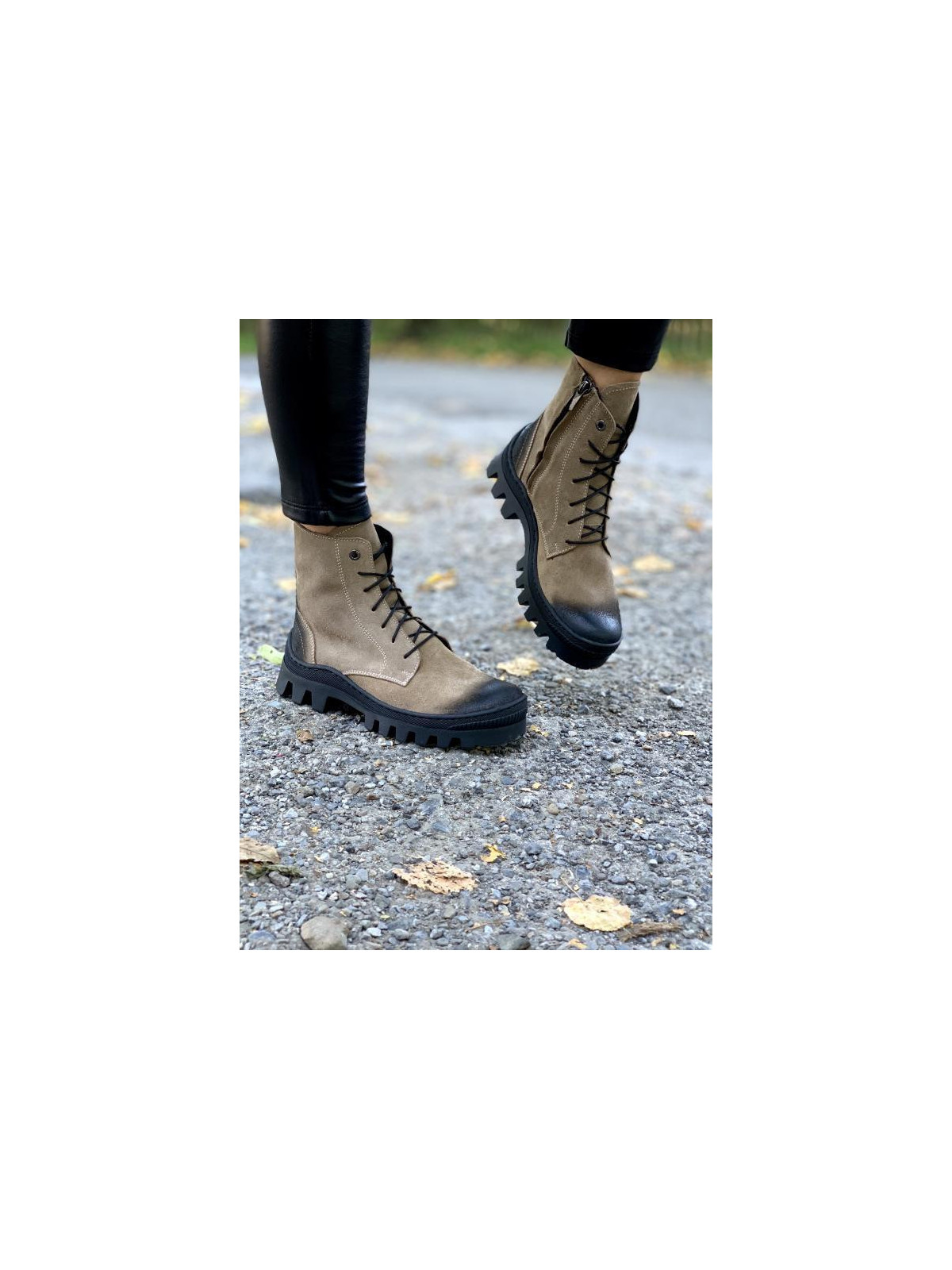 Brązowe trapery damskie skórzane