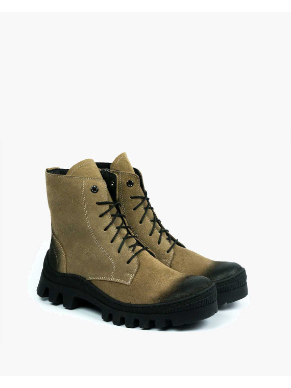 Brązowe trapery damskie skórzane