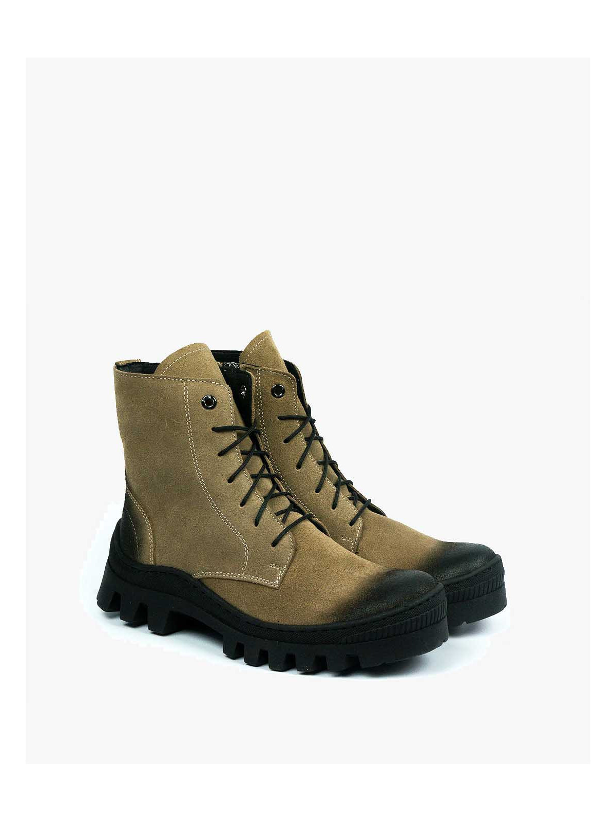 Brązowe trapery damskie skórzane