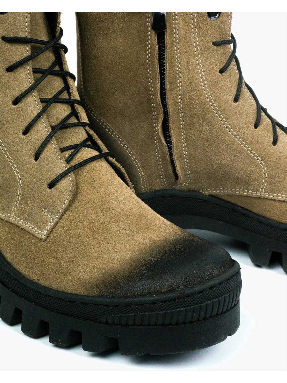 Brązowe trapery damskie skórzane