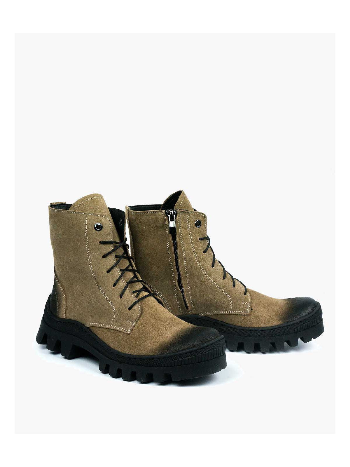 Brązowe trapery damskie skórzane