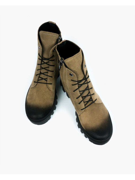 Brązowe trapery damskie skórzane