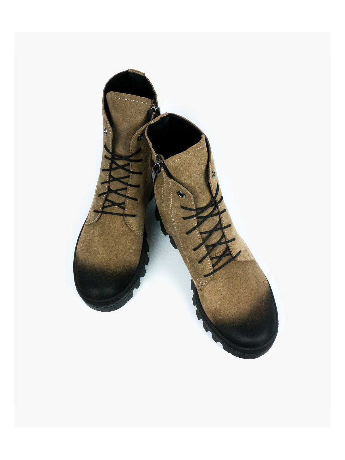 Brązowe trapery damskie skórzane