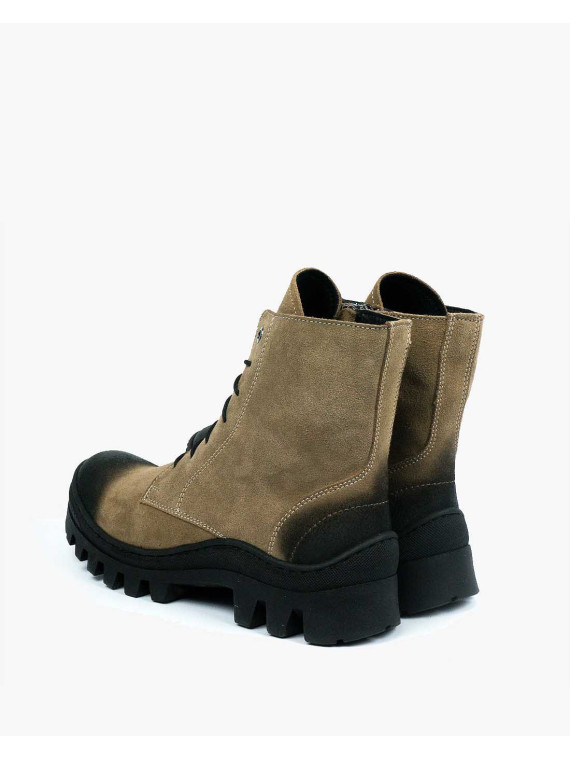 Brązowe trapery damskie skórzane