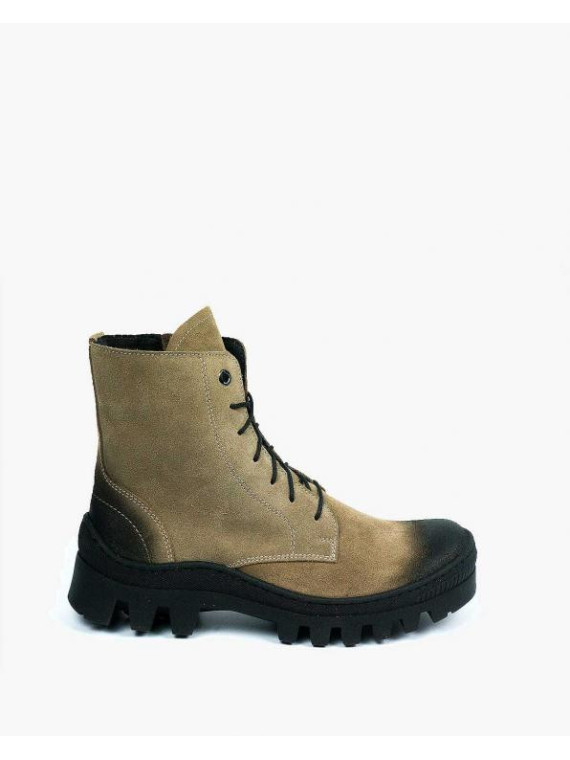 Brązowe trapery damskie skórzane