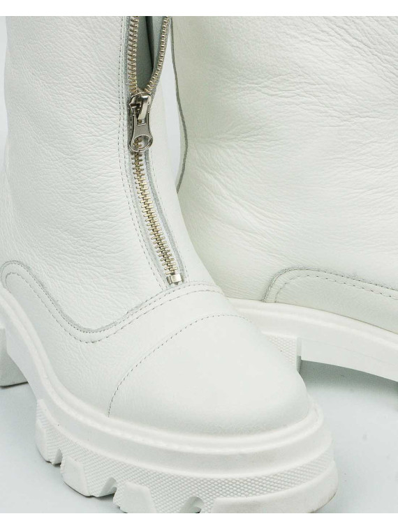 Białe botki damskie skórzane