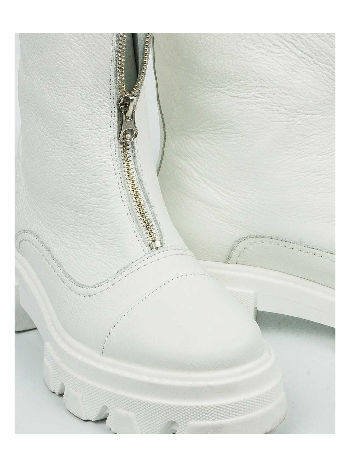 Białe botki damskie skórzane