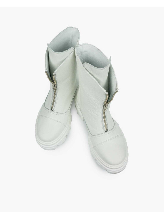 Białe botki damskie skórzane