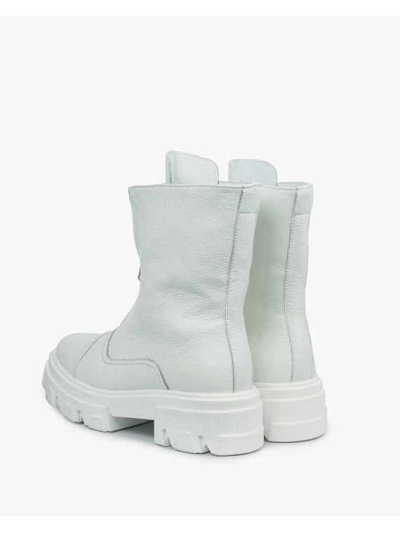 Białe botki damskie skórzane