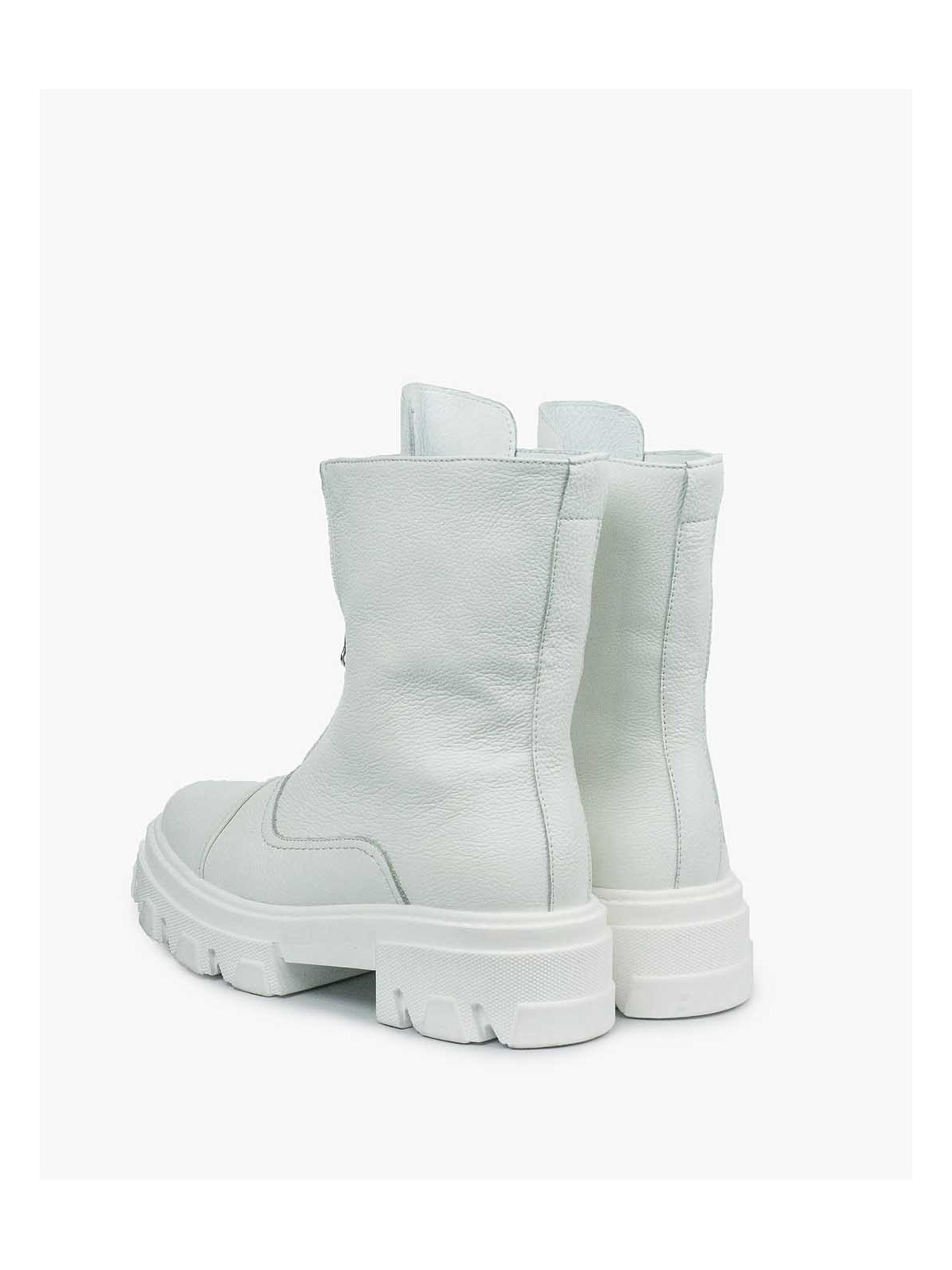 Białe botki damskie skórzane