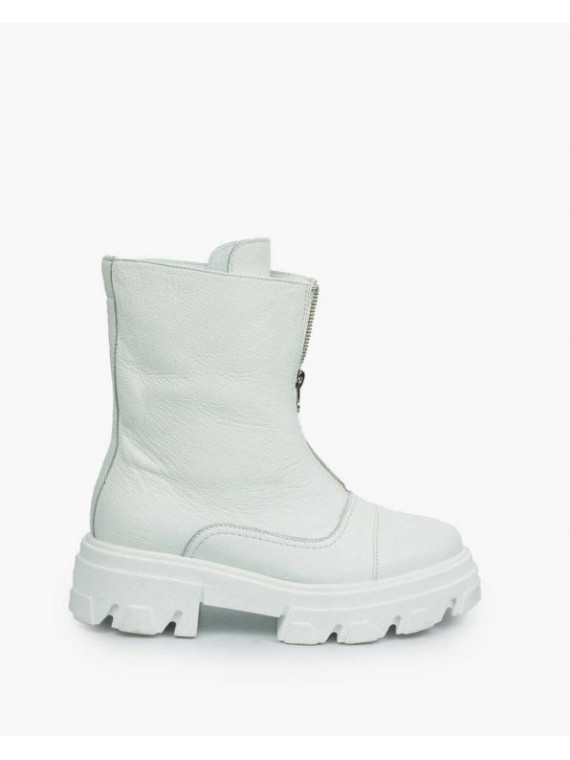 Białe botki damskie skórzane