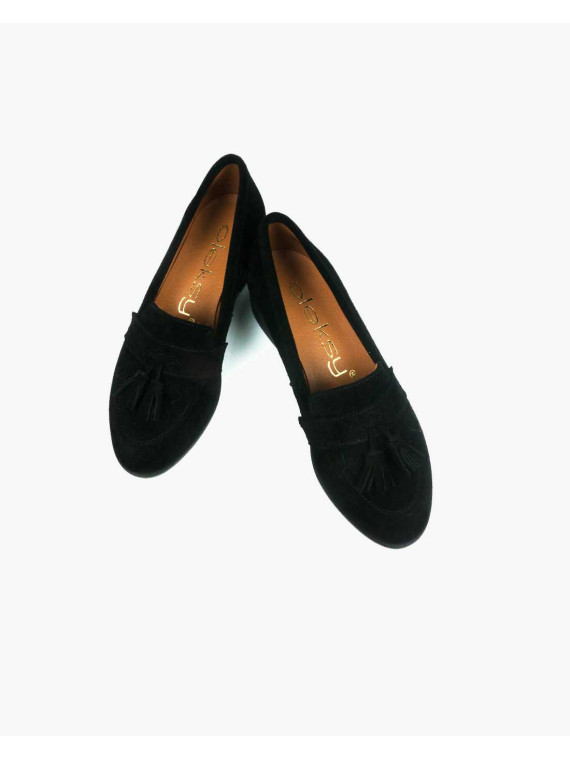 Czarne mokasyny damskie skórzane