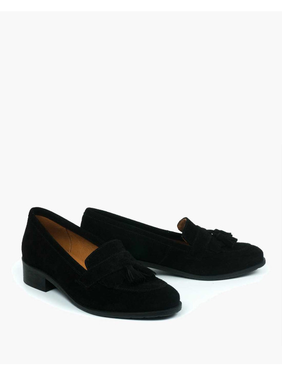 Czarne mokasyny damskie skórzane