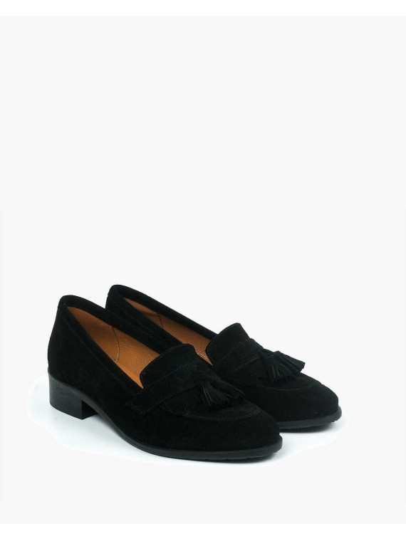 Czarne mokasyny damskie skórzane