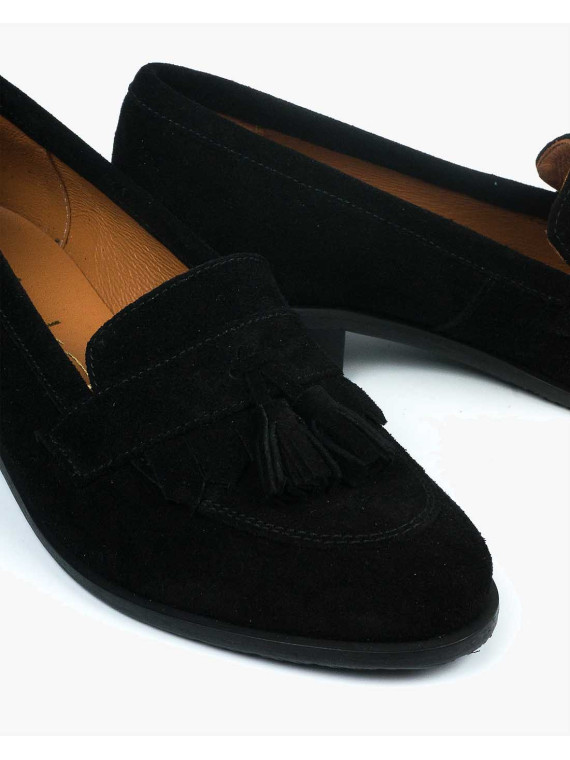 Czarne mokasyny damskie skórzane