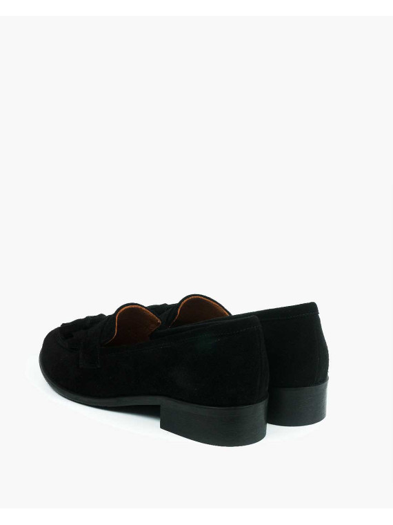 Czarne mokasyny damskie skórzane