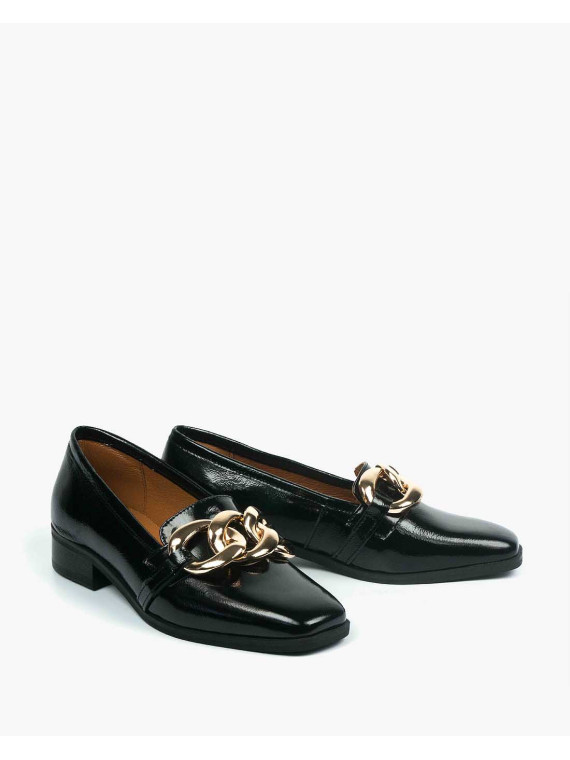 Czarne mokasyny damskie skórzane