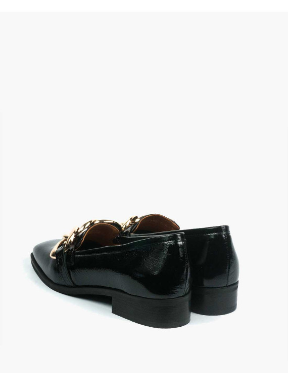 Czarne mokasyny damskie skórzane