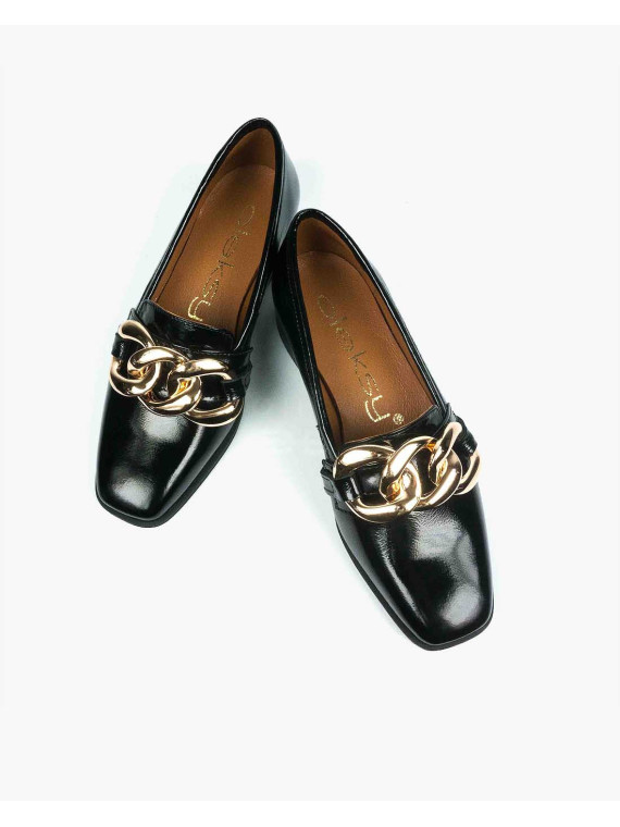 Czarne mokasyny damskie skórzane