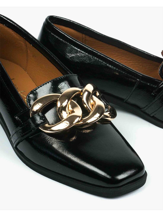 Czarne mokasyny damskie skórzane