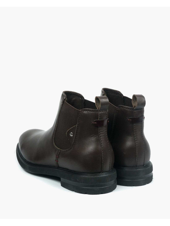 Brązowe botki męskie skórzane