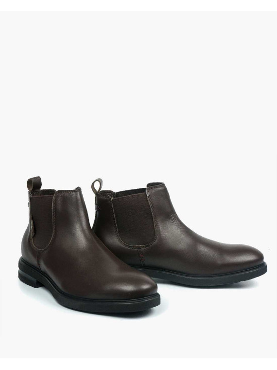 Brązowe botki męskie skórzane