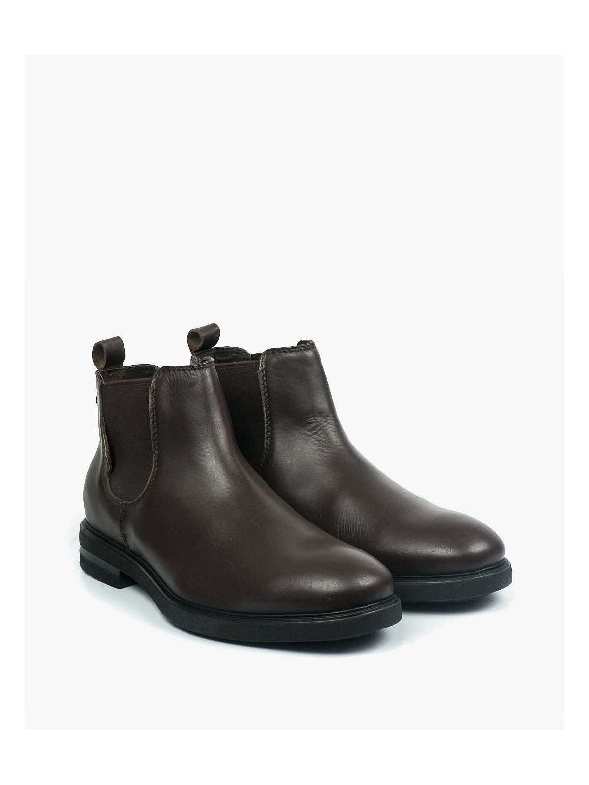 Brązowe botki męskie skórzane