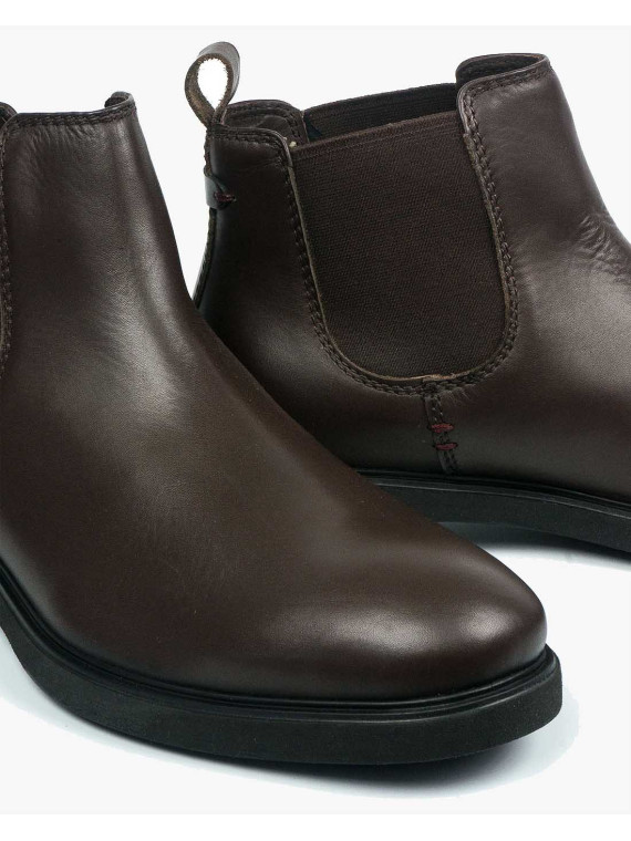Brązowe botki męskie skórzane
