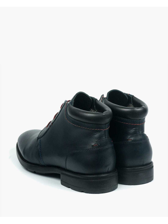 Granatowe botki męskie skórzane